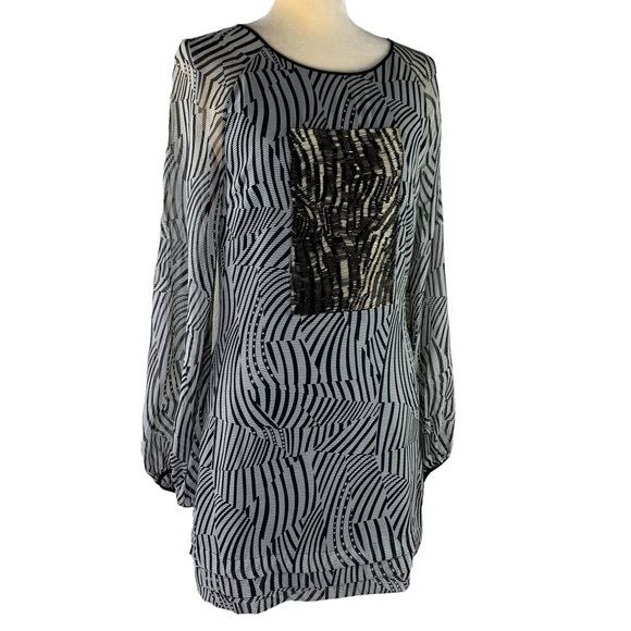 Ted Baker London Abstract Zebra Pattern with Bronze Glass Beads Design Dress - Picture 12 of 16